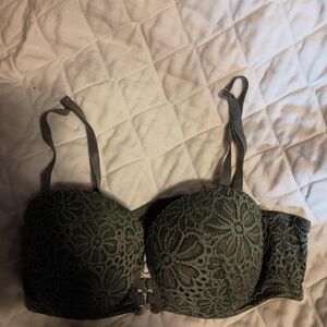 Olive Green Lace Balconette Bra